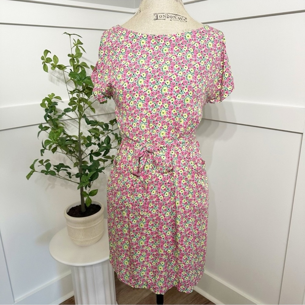 Lilly Pulitzer Belted Floral Dress – Size XS – Pink & Green